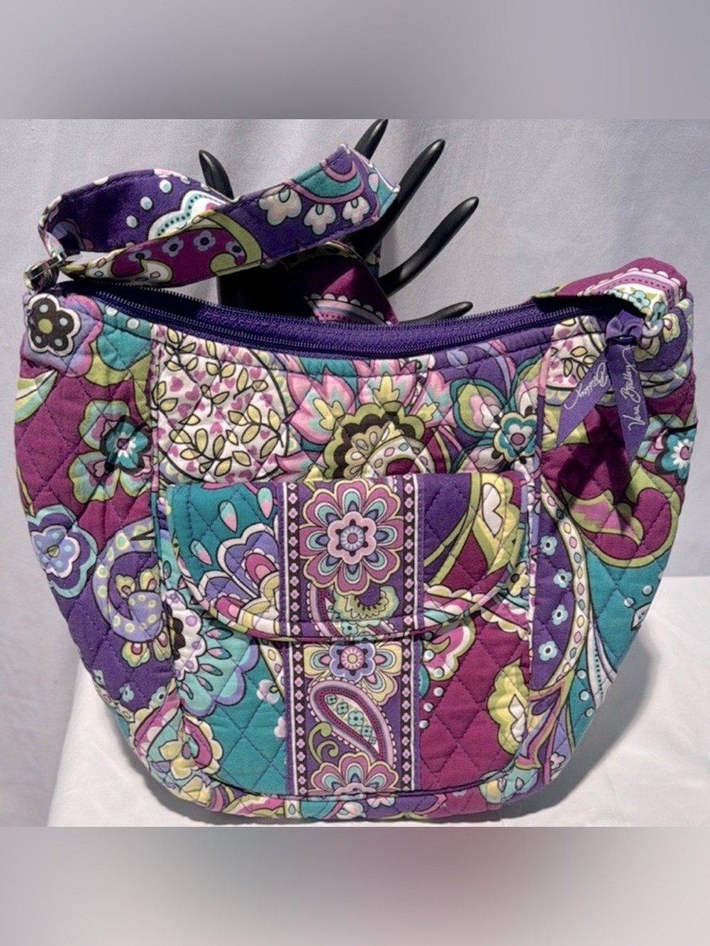 Vera Bradley Purple and Green Quilted Shoulder Bag